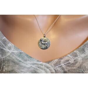 Sterling Silver Prancing Horse Pendant Necklace, Silver Prancing Horse Necklace